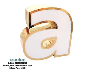 Gold Fileli Kutu Harf